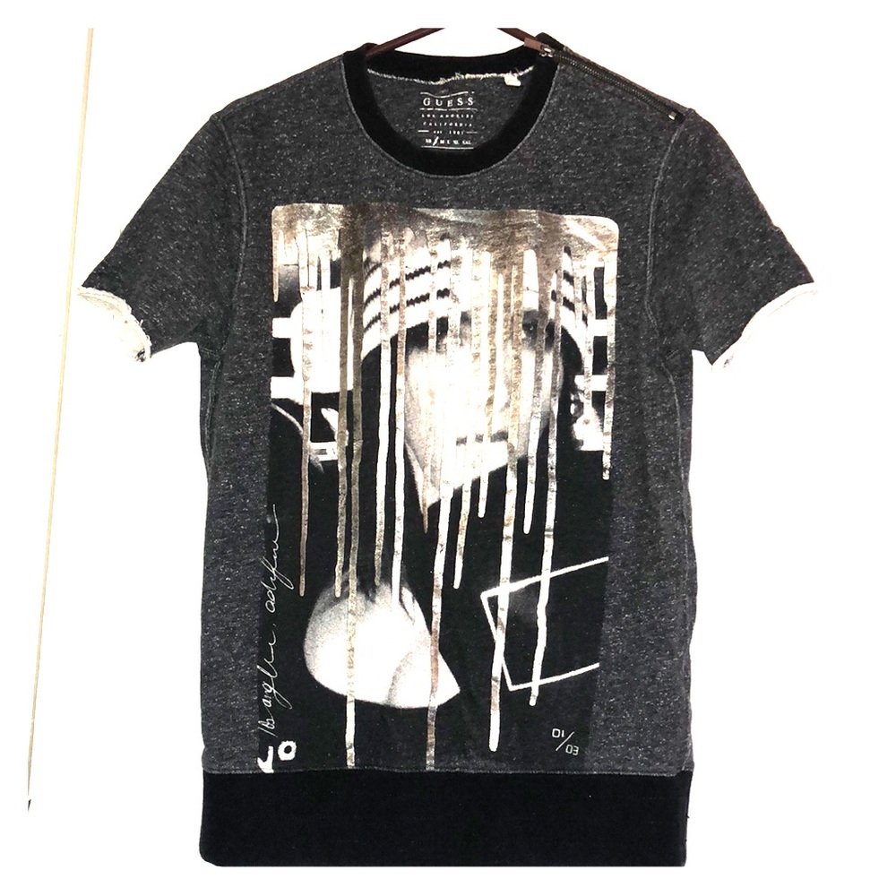 Guess Short Sleeve Sweater Cut Off Top w zip